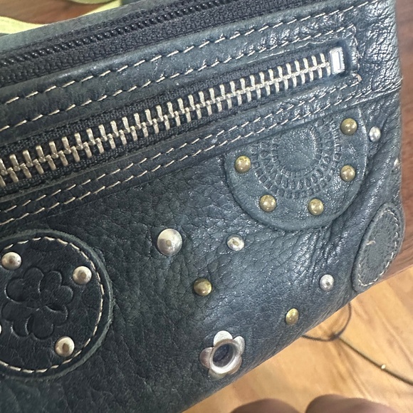 Vintage Fossil Dark Gray Leather Studded Multi Compartment Wallet - Picture 8 of 9